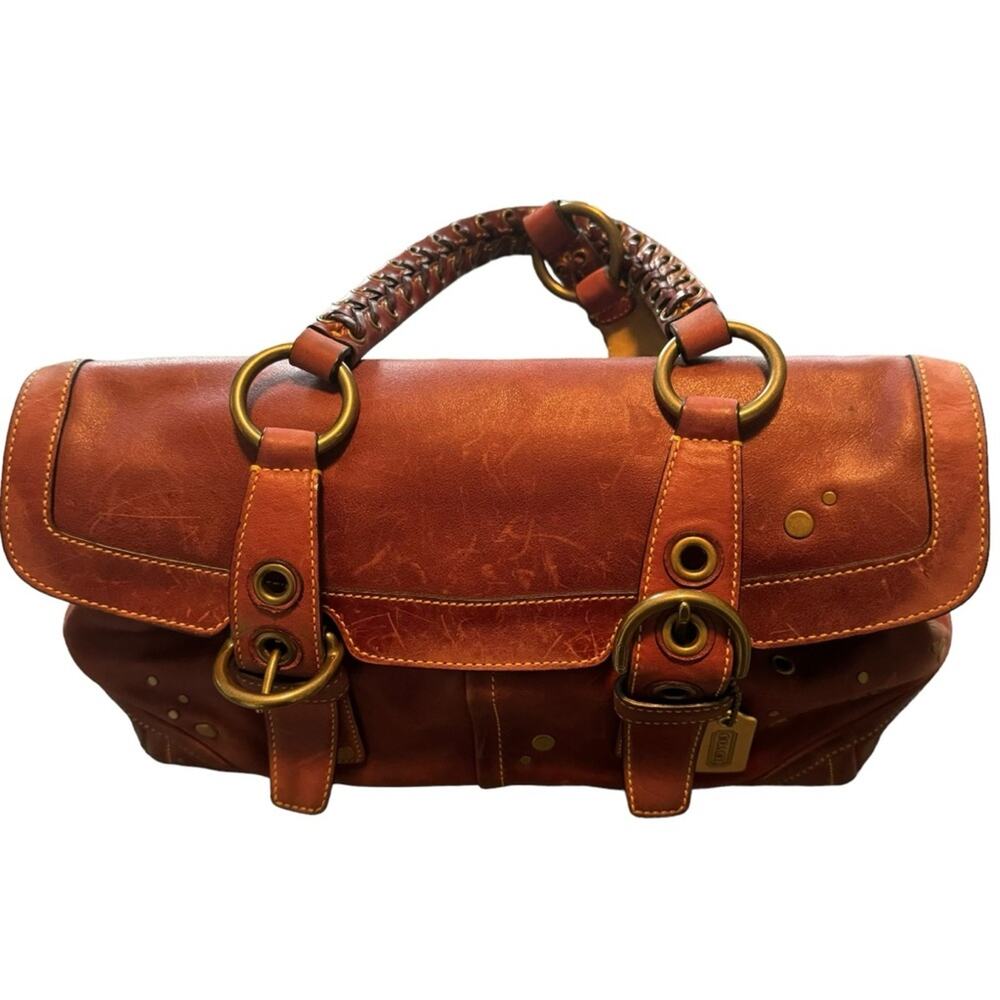 Rare Vintage Limited Edition Coach Burgundy Studded Expandable Soho Satchel 9642 - Picture 6 of 14
